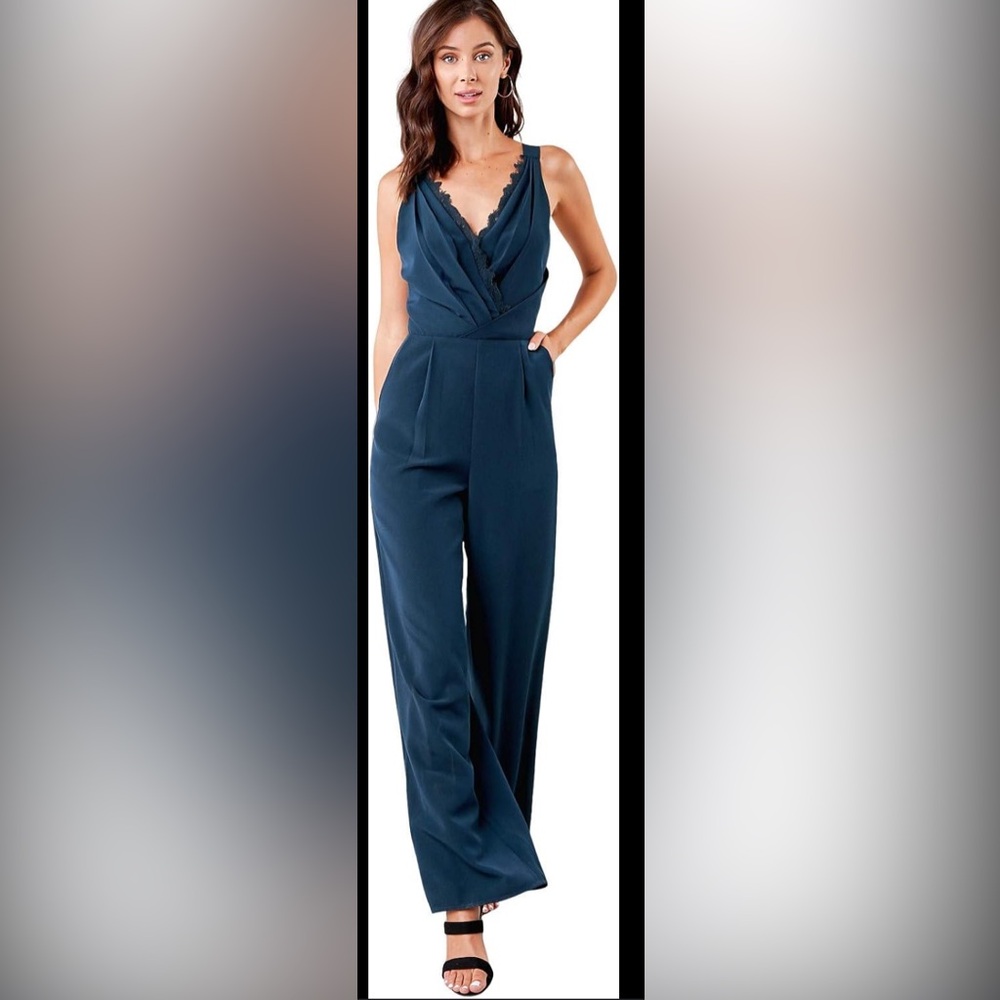 Sugarlips Deep Blue V-Neck Jumpsuit